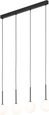 Produktbild von Pendelleuchte Glas Metall G9 H: max. 140 cm Schwarz Weiß 4-flammig Kugelschirm Modern Hängeleuchte