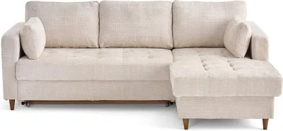 Produktbild von Lisa Design Anna - Ecksofa rechts 4-Sitzer Schlaffunktion und Bettkasten aus strukturiertem Samt , Beige
