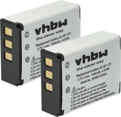 Produktbild von vhbw 2x Akku kompatibel mit Fujifilm FinePix SL260, SL240, F305, SL1000, SL305, SL300, SL280 Videokamera Camcorder (1300 mAh, 3,7 V, Li-Ion)