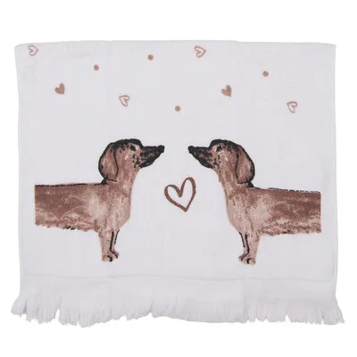Produktbild von Clayre & Eef Gästehandtuch 40x66 cm Beige Braun Baumwolle Dackel