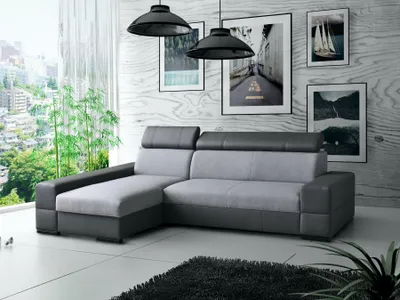 Produktbild von Ecksofa Sofa MARIZA mit Schlaffunktion Dunkelgrau-Grau Ottomane Links