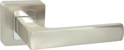 Produktbild von DOMINO Türgriff ohne Schlossrosette | quadratische Rosette | Türklinke für Zimmertür, Bürotür | Türbeschläge aus Aluminium | Chrom/Nickel |MAFF QR M6/M9