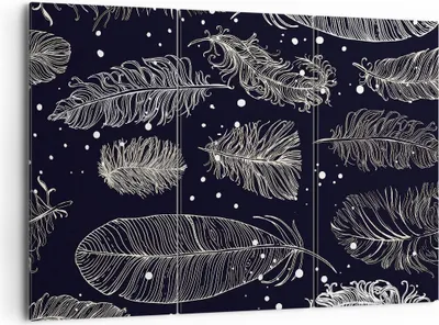 Produktbild von Bild auf Leinwand - Leinwandbild - 3 Teile - Federn Grafiken Gliederung - 165x110cm - Wand Bild - Wanddeko - Wandbilder - Leinwanddruck - Bilder - Wanddekoration - Leinwand bilder - CE165x110-4244