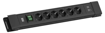 Zdjęcie produktu dla BACHMANN CONNECTUS 6xCEE7/3, 1xSchalter 1xUSB A/C 22W 2,0m CEE7/7 Schwarz