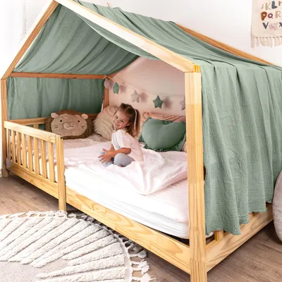 Produktbild von Himmel für Hausbett Gold aus Musselin - 320, 360 oder 420 cm