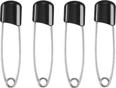 Imagen del producto de Juego de imperdibles, 4 unidades, 5,3 cm, de acero inoxidable, con tapa protectora, para telas y pañales