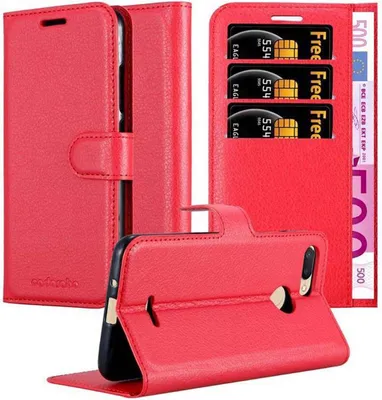 Obrázok produktu pre Cadorabo puzdro pre Xiaomi RedMi 6 Protective Cover in Red Puzdro na mobilný telefón s magnetickým zatváraním