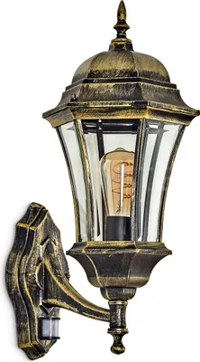 Produktbild von Forlimpopoli retro Bewegungsmelder Wandlampe a. Metall/Glas in Gold-Braun/Klar
