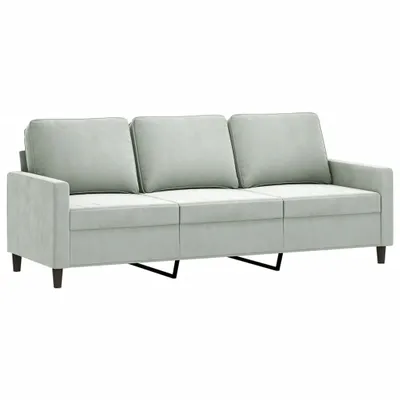 Produktbild von vidaXL 3-Sitzer-Sofa Hellgrau 180 cm Samt