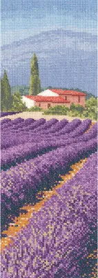 Produktbild von Heritage kruissteekset Aida "Lavendelvelden (a)", telpatroon, jcla1247-a, 31x11cm