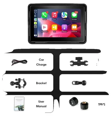 Obrázok produktu pre GPS navigácia pre motocykle, vodeodolná, s bezdrôtovým pripojením, 5-palcový displej, podpora systému monitorovania tlaku v pneumatikách (TPMS)