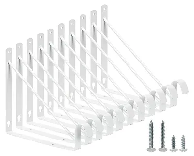 10er-Set Regal- und Stangenhalterungen, Wandmontage, weiß, 400 lb