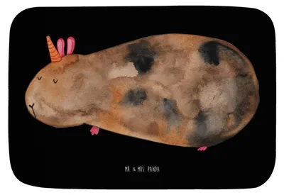 Produktbild von Mr. & Mrs. Panda Badteppich Einhorn Meerschweinchen - Schwarz - Geschenk, Badezimmerteppich, Unicorn, Badvorleger, Meerschwein, Einhörner, Meerhörnchen, duschmatte