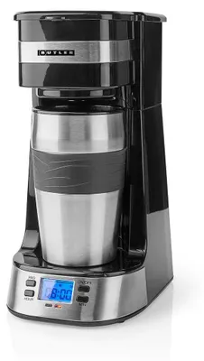 Produktbild von Einzelportions-Kaffeemaschine, 0,4 l, Timer, Reisebecher, schwarz