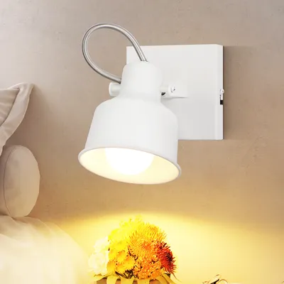 Produktbild von ZMH Deckenstrahler 1 Flammig Weiß Wandleuchte Vintage Schwenkbar 350° Wandstrahler MAX.40W Spotlight E14 Fassung Retro Küchenlampe für Wohnzimmer Schlafzimmer Büro (ohne Leuchtmittel)
