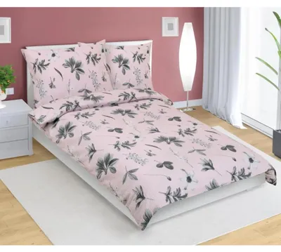 Obrázek produktu pro Krepové povlečení - 140x200 cm. 70x90 - šedá,růžová
