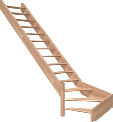 Produktbild von Dolle Raumspartreppe Paris ohne Setzstufen Buche unbehandelt Treppenlauf 1/4 gewendelt unten links ohne Geländer