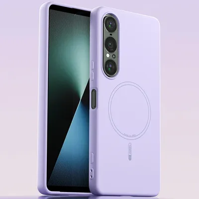 Image de Etui magnétique pour Sony Xperia 1 VII, compatible MagSafe, silicone liquide, résistant aux chocs et aux rayures Violet
