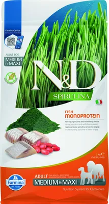 Obrázok produktu pre N&D dog SPIRULINA (GF) adult medium & maxi herring 2 kg
