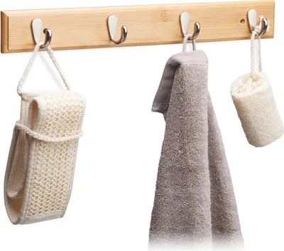 Image de Cintre en bambou avec 4 crochets 49cm, RD2775