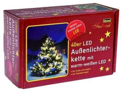 Image de Idena Guirlande lumineuse à LEDs 40 blanc chaud extérieur et intérieur