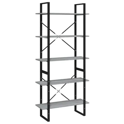Produktbild von Bücherregal 5 Fächer Grau Sonoma-Eiche 80x30x175 Holzwerkstoff