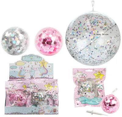 Image de 1 x CATICORN ballon de confettis à gonfler - diamètre env. 50cm, 1 parmi 2 variantes