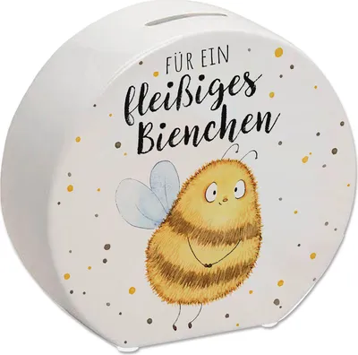 Produktbild von Pummel Biene Spardose mit Spruch Für ein fleißiges Bienchen