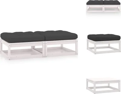 Produktbild von vidaXL Garten-Fußhocker mit Kissen 2 Stk. Massivholz Kiefer -  Gartensofaelemente