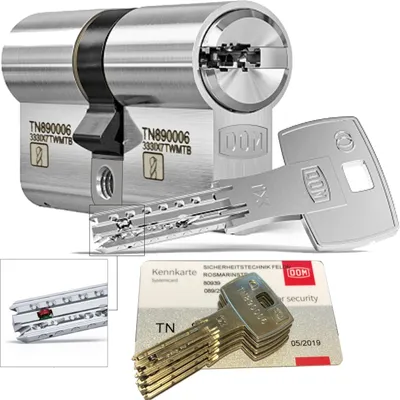Produktbild von DOM iX Twido 333iX7TWMTB Modular-Doppelzylinder mit 4 Schlüssel, Länge (a/b) 30/30mm (c= 60mm), mit Sicherungskarte, mit Not- u. Gefahrenfunktion und erhöhtem Bohrschutz