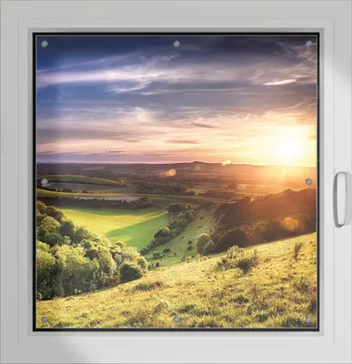 Produktbild von Wallario Lichtschutzbild, Dekorativer Sichtschutz Sonnenschutz 96 x 93 cm mit Motiv: Farbenfroher Sonnenuntergang in England - Verdunklung ohne Bohren