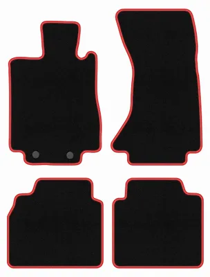 Productafbeelding van Velours automatten voor Mercedes S W220 4Matic 1998-2005 – 4-delig, zwart/rood, op maat – Wielganizator CARLUX