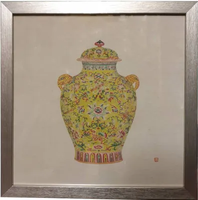 Zdjęcie produktu dla Fine Asianliving Chiński Obraz z Ramą Chiński Wazon Porcelanowy Żółty W35xD3xH35cm Wazon Dekoracyjny Wazon Kwiatowy Orientalny Wazon Ceramiczny Wazon Dekoracyjny Nowoczesny Wazon Dekoracyjny Na Stół