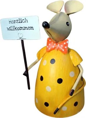 Produktbild von Gartenfigur Zaunhocker Maus Willkommen
