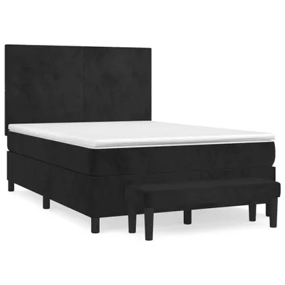 Image de vidaXL Lit boxspring avec matelas noir 140x200 cm velours