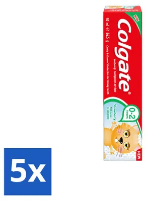 Produktbild von 5 x Colgate Kindertandpasta Erdbeere - 0 bis 2 Jahre - 50 ml - Vorteilspackung - 5 Stücke