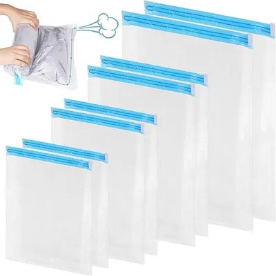 Obrázek produktu pro Vakuové sáčky na oblečení, 8 kusů (50x70 cm, 40x60 cm, 50x40 cm, 50x30 cm) Vakuové sáčky k rolování, opakovaně použitelné vakuové