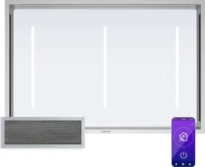 Zdjęcie produktu dla Klarstein LuxeAir okap kuchenny - 750 m³/h przepływu powietrza, A efektywność energetyczna, WLAN i sterowanie dotykowe, oświetlenie LED, silnik 110 W, filtr tłuszczowy aluminiowy, czarny