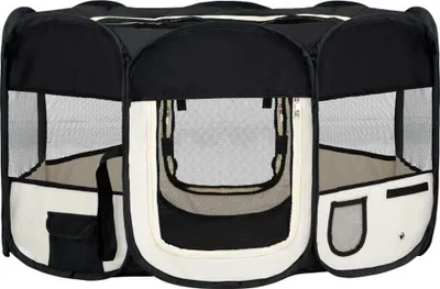 Obrázek produktu pro Skládací ohrádka pro psy s taškou černá 145 x 145 x 61 cm