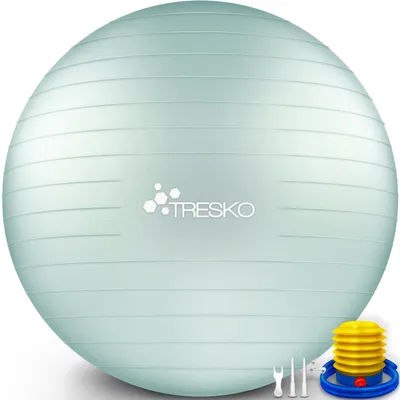 Imagen del producto de TRESKO® Pelota de Gimnasia Anti-Reventones | Bola de Yoga Pilates y Ejercicio | Balón para Sentarse | Balon de Ejercicio para Fitness | 300 kg | con Bomba de Aire 65 cm (adecuada para 155 - 175 cm)