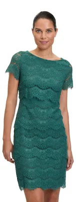 Produktbild von Vera Mont Damen Spitzenkleid Kurzarm Dark Emerald,44