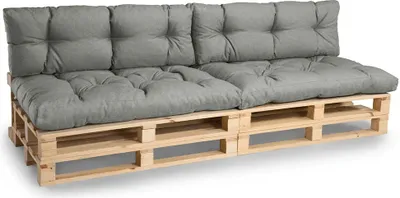 Image de Coussins de palette, Coussins de canapé de jardin, Coussin d'assise, N_PPI (2x Set Coussin d'assise 120x80 + Dossier 120x40, Gris clair)