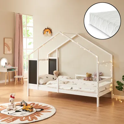 Image de Lit d'enfant 'Lorenskog' avec matelas 90x200 cm blanc