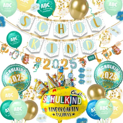 Produktbild von iZoeL Einschulung 2024 Deko Set Mädchen Junge Luftballons Girlande Konfetti