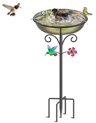 Produktbild von Vogeltränke Stehend Altgold Frostsicher Winterfest für Wildvögel Garten Deko