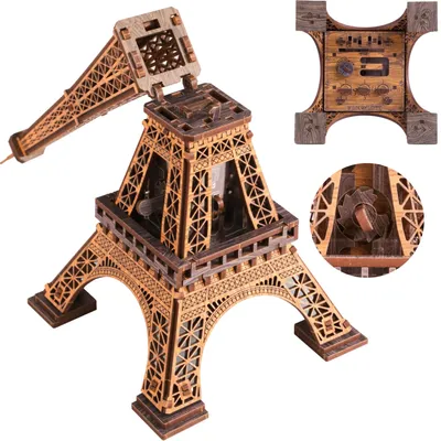 Productafbeelding van 3D houten puzzeldoos van de Eiffeltoren voor volwassenen