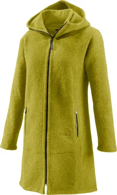 Produktbild von Wollmantel Mu-Jana aus gewalkter Merino-Schurwolle mit Kapuze und 2-Wege-Reißverschluss, kiwi, XXL