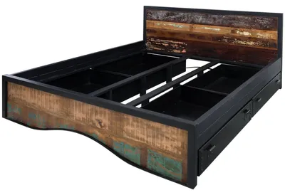 Produktbild von MASSIVMOEBEL24.DE Bett mit Bettkasten Altholz 180x200 mehrfarbig lackiert INDUSTRIAL #109