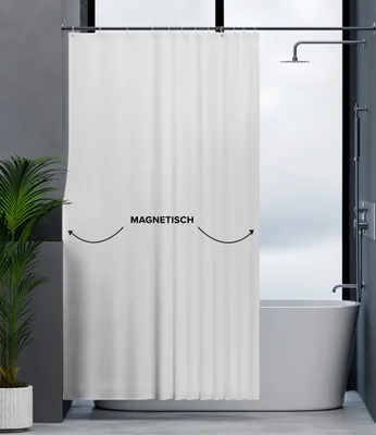 Produktbild von ovimar Magnetischer Duschvorhang Langfossen weiß waschbar schnelltrocknend anti Schimmel Duschvorhang 120 x 200 cm Vorhang Blickdicht für Badewanne oder Dusche