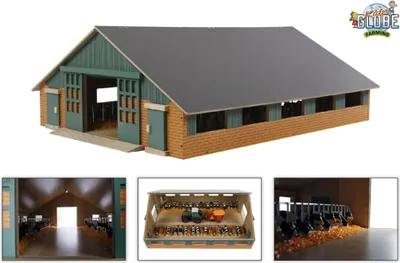 Immagine prodotto di Kids Globe Bauernhof Holz, Dach klappbar, ohne Tiere + Traktor, Kuhstall, 1:32
